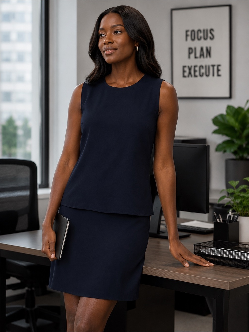 Ann Taylor Sleeveless Navy Mini Skirt